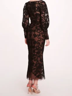 Long Sleeve Corded Midi Dress