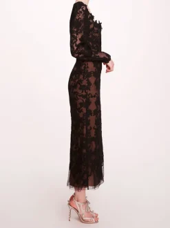 Long Sleeve Corded Midi Dress