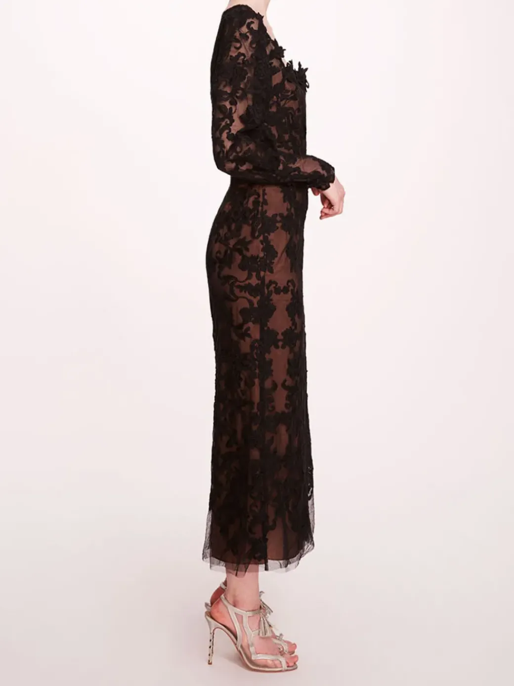 Long Sleeve Corded Midi Dress