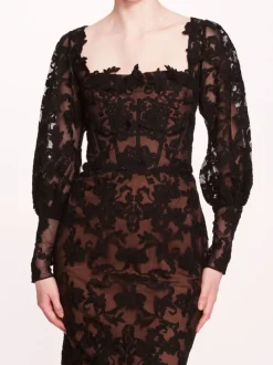 Long Sleeve Corded Midi Dress