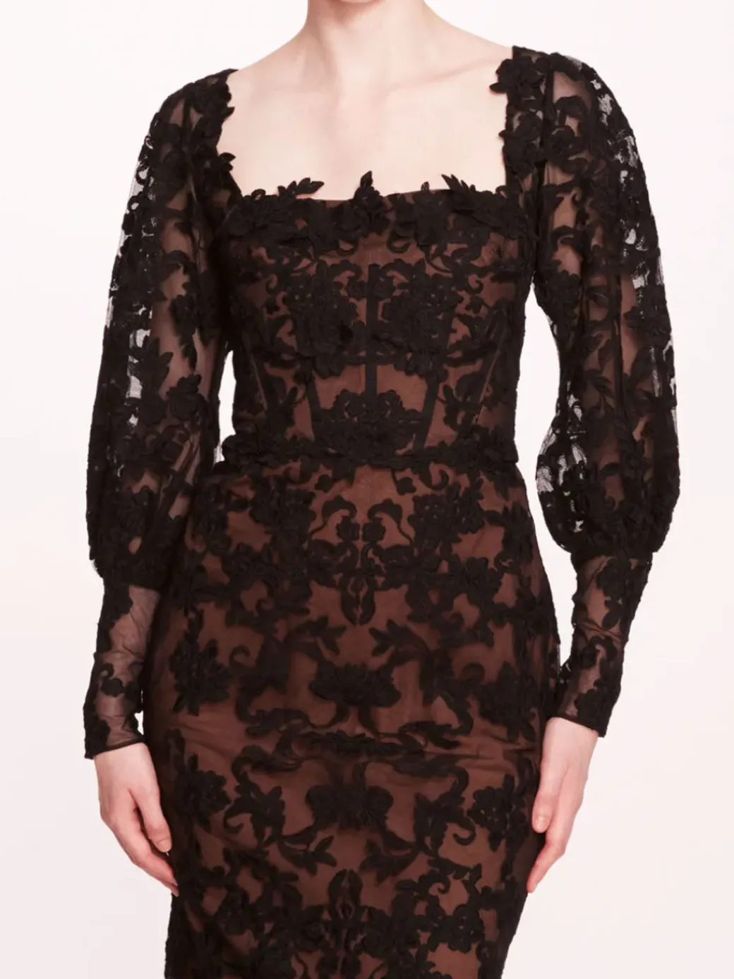 Long Sleeve Corded Midi Dress