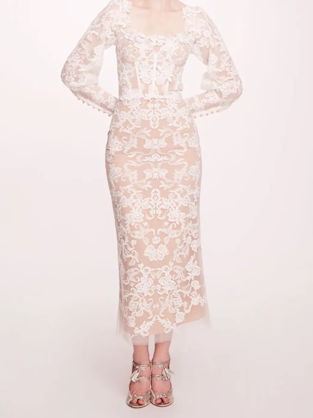Long Sleeve Corded Midi Dress