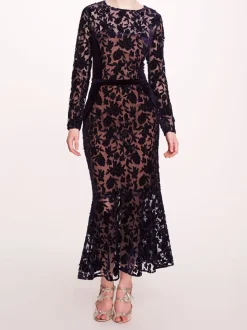 Long Sleeve Velvet Midi Dress