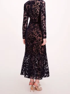 Long Sleeve Velvet Midi Dress