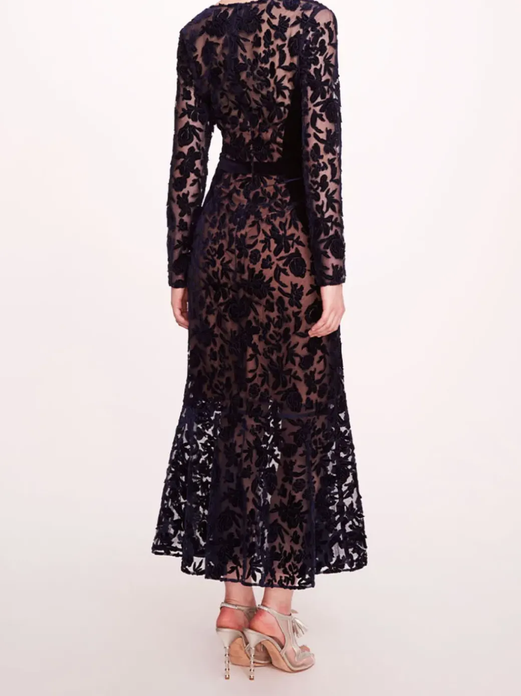 Long Sleeve Velvet Midi Dress