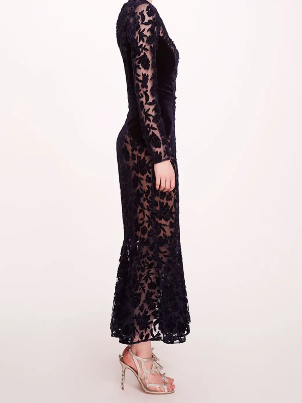 Long Sleeve Velvet Midi Dress