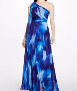 One Shoulder Pleated Gown