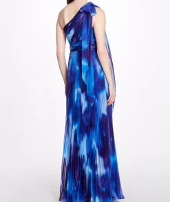 One Shoulder Pleated Gown