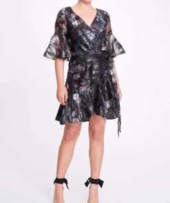 Printed Floral Fil Coupe Wrap Dress