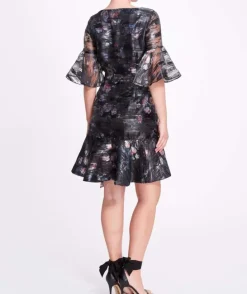 Printed Floral Fil Coupe Wrap Dress