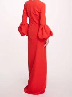 Puffed Sleeve Column Gown