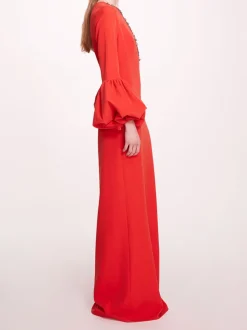 Puffed Sleeve Column Gown
