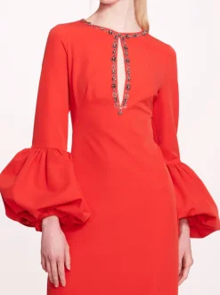 Puffed Sleeve Column Gown
