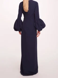 Puffed Sleeve Column Gown