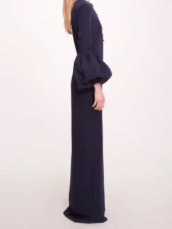 Puffed Sleeve Column Gown