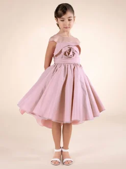 Rose Detail Taffeta Gown