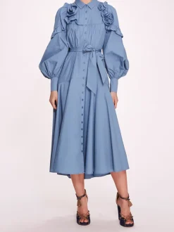 Rosette Ruffle Midi Dress
