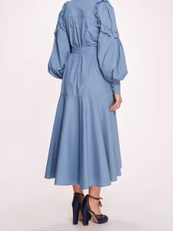 Rosette Ruffle Midi Dress