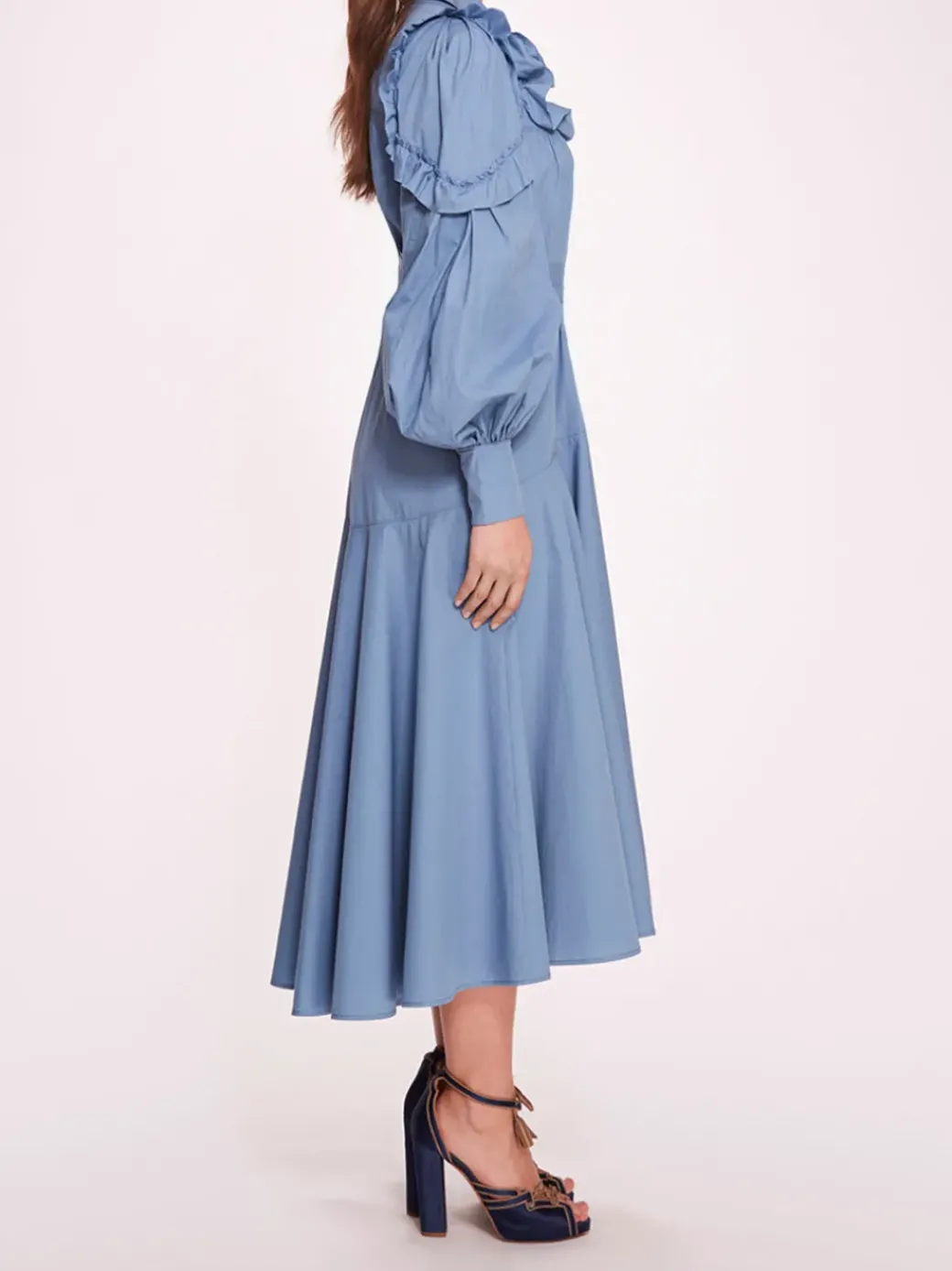 Rosette Ruffle Midi Dress
