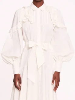 Rosette Ruffle Midi Dress