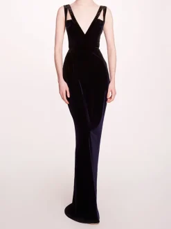 Sleeveless Velvet Column Gown
