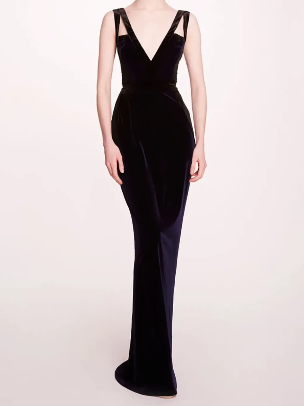 Sleeveless Velvet Column Gown