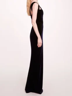 Sleeveless Velvet Column Gown