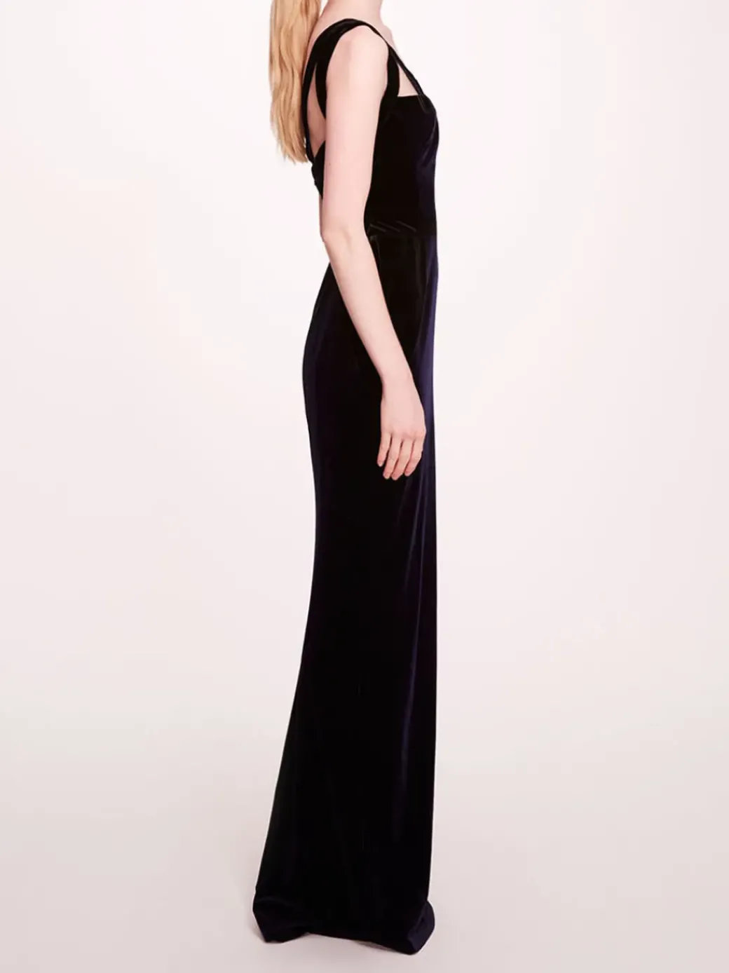 Sleeveless Velvet Column Gown