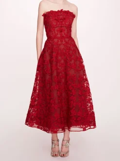 Strapless Corded Midi Dress