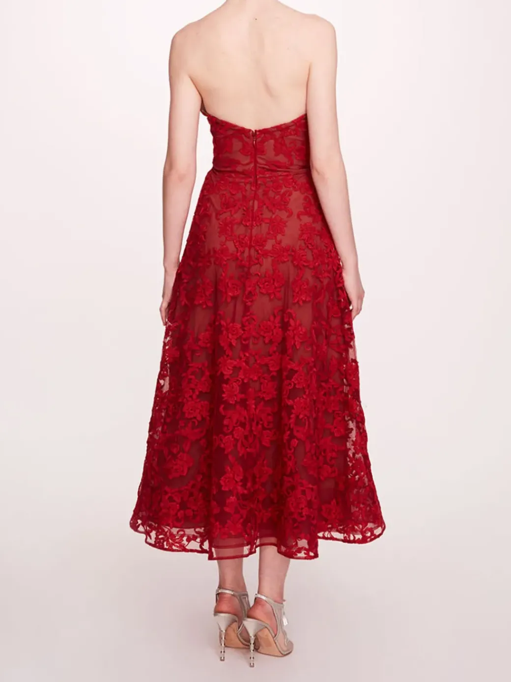Strapless Corded Midi Dress