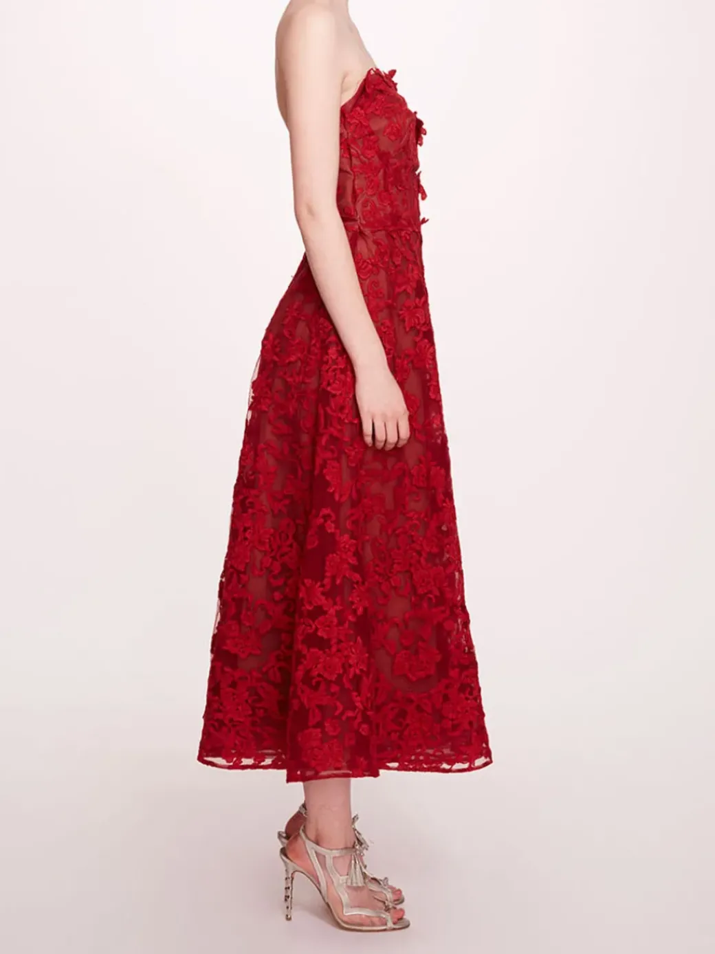 Strapless Corded Midi Dress