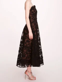 Strapless Corded Midi Dress