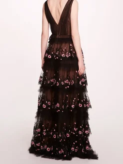 Tiered Terrarium V-Neck Gown