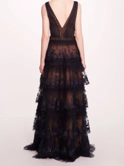 Tiered Terrarium V-Neck Gown