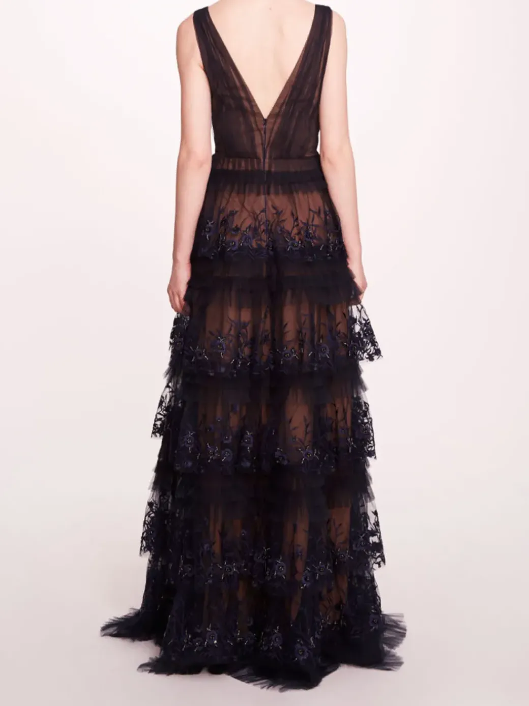 Tiered Terrarium V-Neck Gown