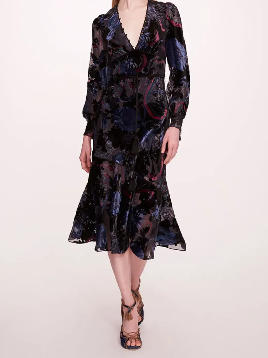Velvet Burnout Midi Dress