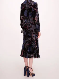 Velvet Burnout Midi Dress