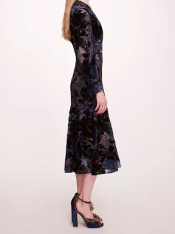 Velvet Burnout Midi Dress