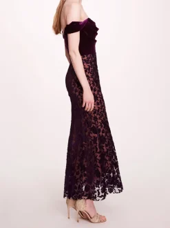 Velvet Cutwork Midi Dress