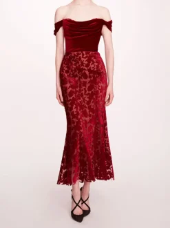Velvet Cutwork Midi Dress