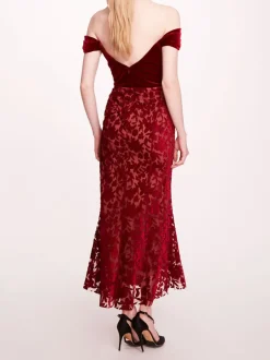 Velvet Cutwork Midi Dress