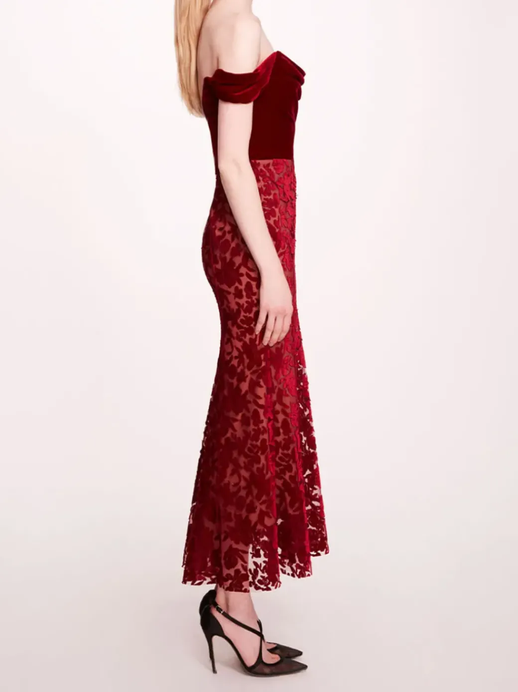 Velvet Cutwork Midi Dress