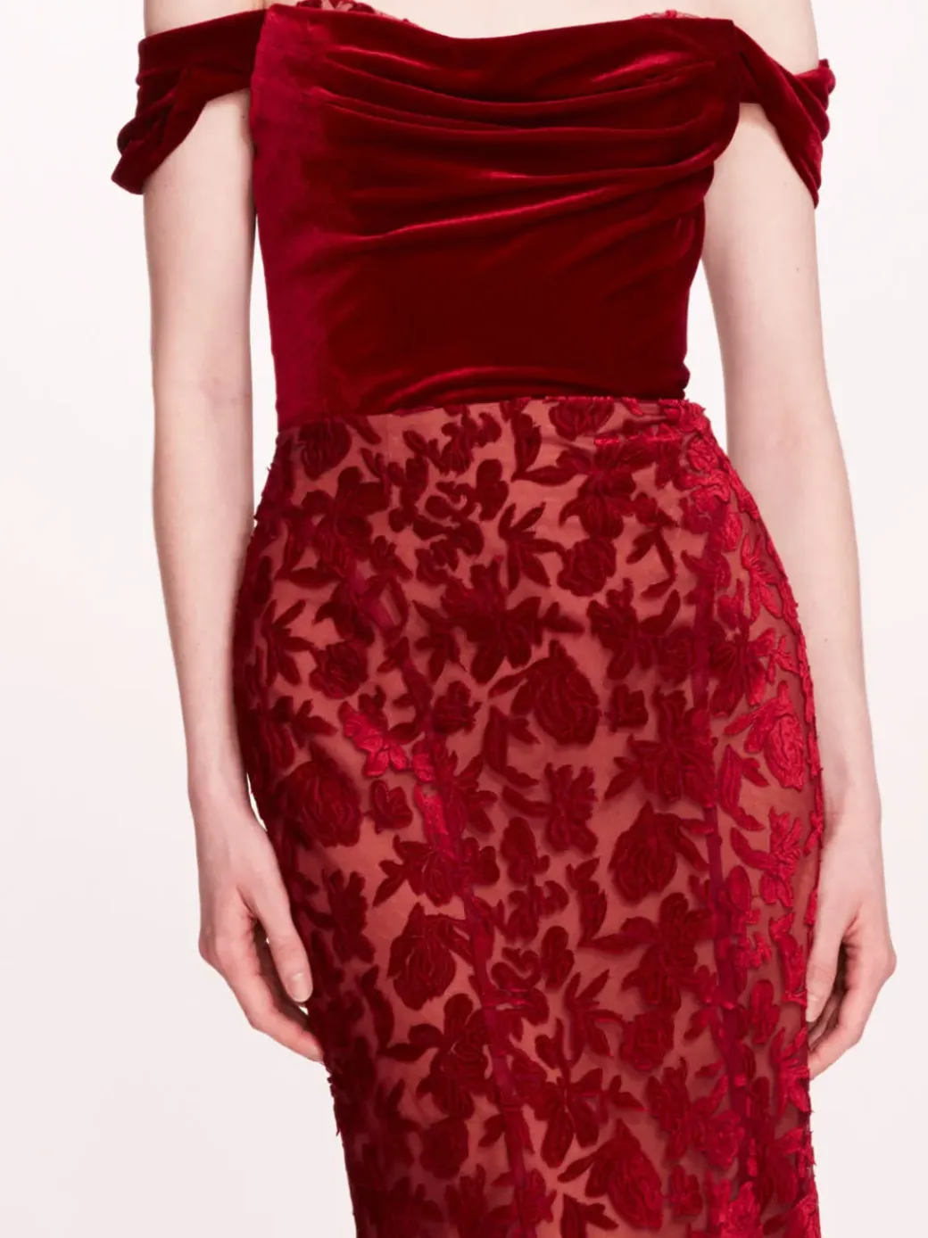 Velvet Cutwork Midi Dress