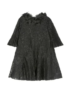 Volant-Embroidered Lace Dress