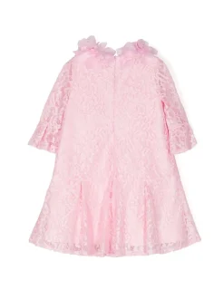 Volant-Embroidered Lace Dress